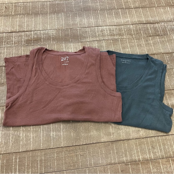 Maurices Blue and Pink Ribbed Tank Tops set of 2! - Picture 2 of 4